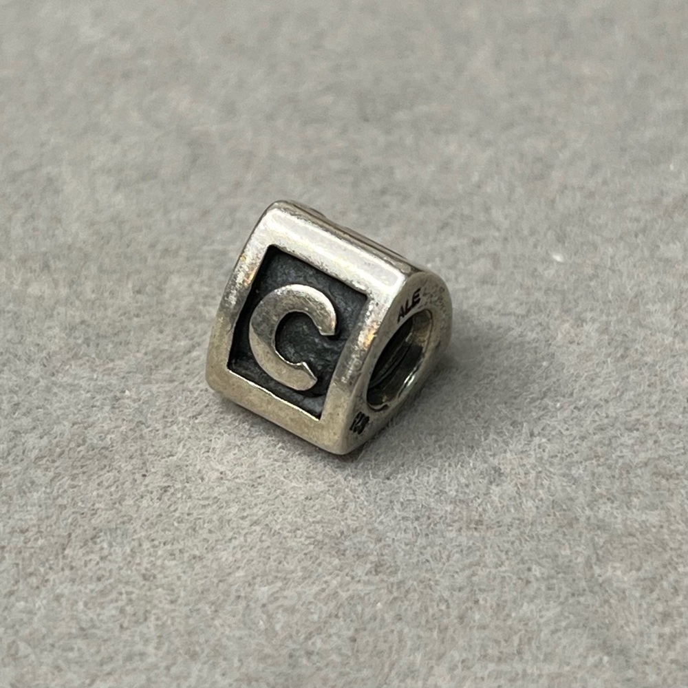Pandora Letter C Block Triangle Charm Initial Alphabet Sterling Silver 925 ALE